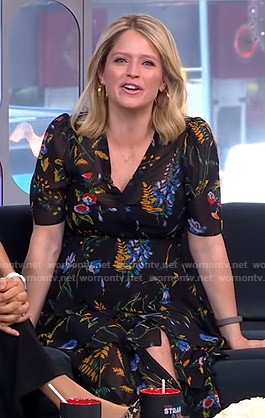 Sara's black floral midi dress on GMA Strahan And Sara