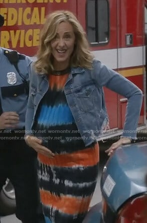 Teddy's denim jacket and tie-dye dress on Grey's Anatomy