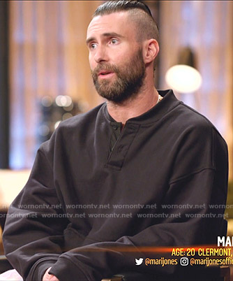 Adam Levine's black henley sweatshrit on The Voice