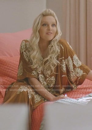 Alexis's orange and gold beaded caftan on Dynasty