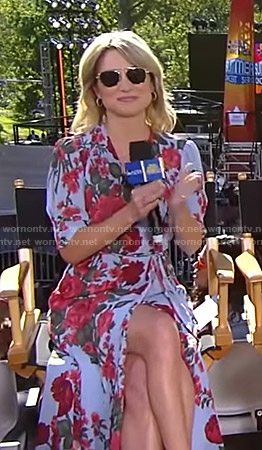 Amy's blue floral wrap dress on Good Morning America