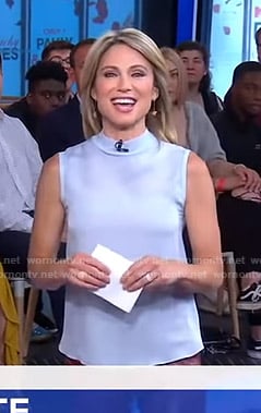 Amy's pastel blue sleeveless top on Good Morning America