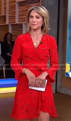Amy's red printed wrap dress on Good Morning America