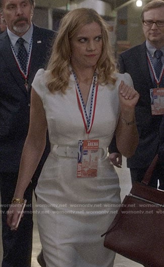 Amy's white belted dress on Veep