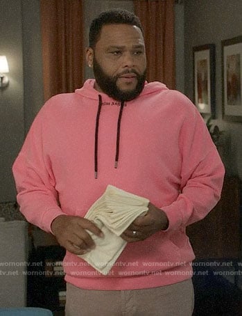 Andre's pink Palm Angels hoodie on Black-ish