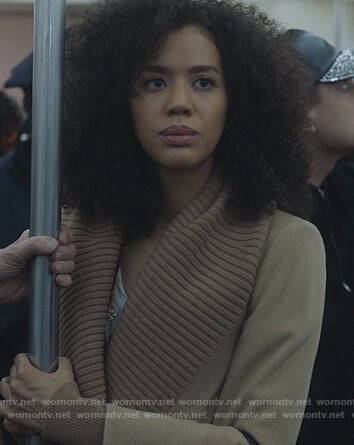 Allison's beige ribbed collar coat on For the People
