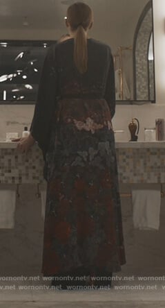 Villanelle's black floral robe on Killing Eve