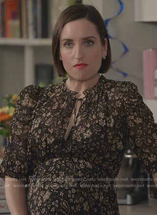 Jen's smocked paisley dress on Life in Pieces