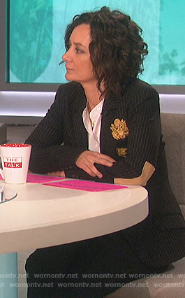 Sara's black pinstripe blazer on The Talk