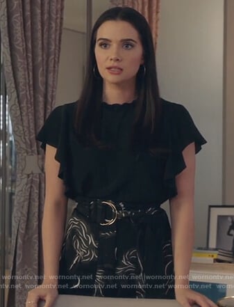 Jane's blue belted shorts on The Bold Type
