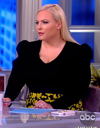 Meghan's black puff sleeve sweater and skirt on The View