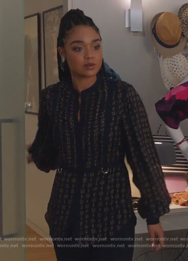 Kat's striped knit top on The Bold Type