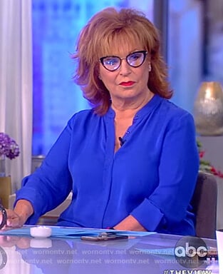 Joy's blue asymmetric blouse on The View