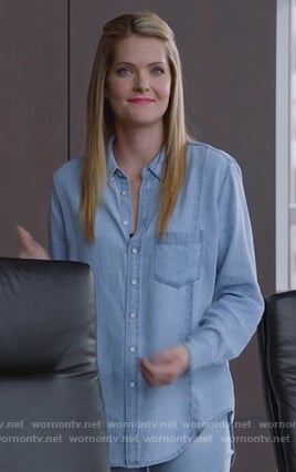 Sutton's chambray shirt on The Bold Type