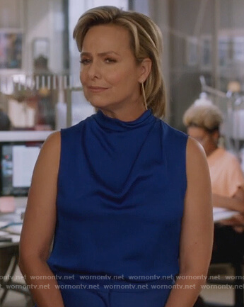 Jacqueline's blue sleeveless top on The Bold Type
