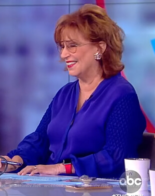 Joy's blue smocked sleeve blouse on The View