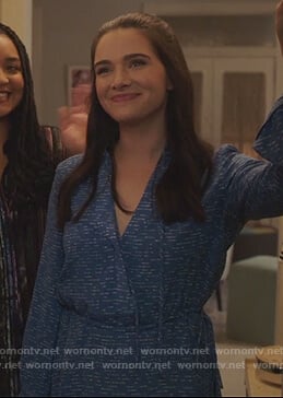 Jane's blue peplum blouse on The Bold Type