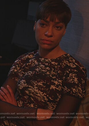 Lucca's camo print dress on The Good Fight