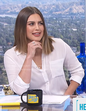 Carissa's white striped shirt on E! News Daily Pop