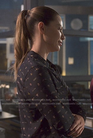 Chloe's black insect print blouse on Lucifer