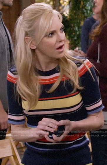 Christy's striped short sleeve sweater on Mom