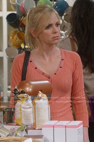 Christy's orange henley top on Mom