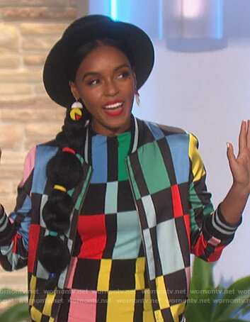Janelle Monae's colorblock sheath dress and jacket on The Talk