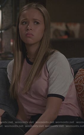 Sam's colorblock tee on Life in Pieces