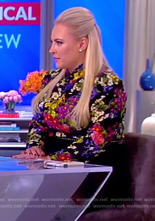 Meghan's black floral print blouse on The View