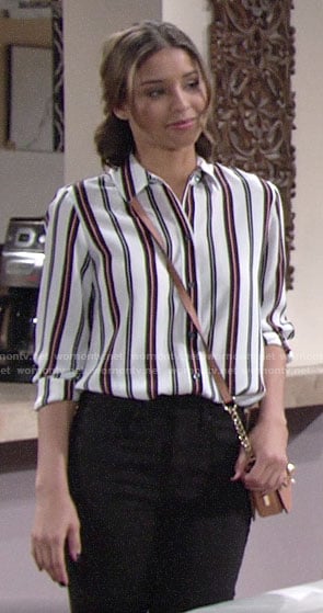 Elena's striped button down shirt on The Young and the Restless