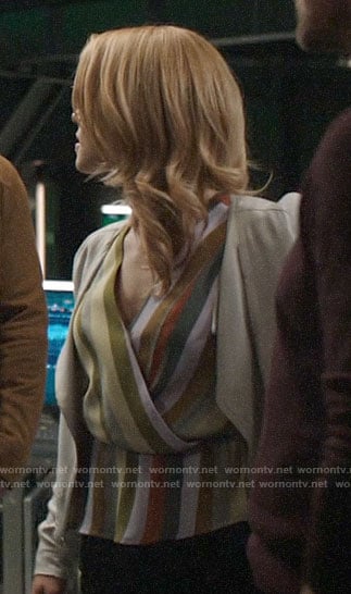 Felicity's striped wrap top on Arrow