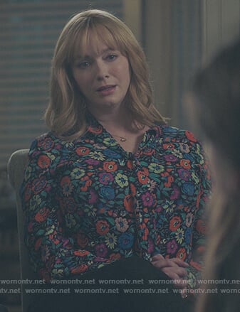 Beth's multicolored floral blouse on Good Girls