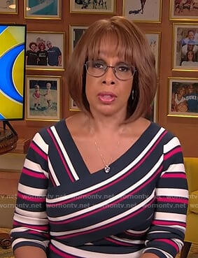 Gayle's striped cross-front dress on CBS This Morning