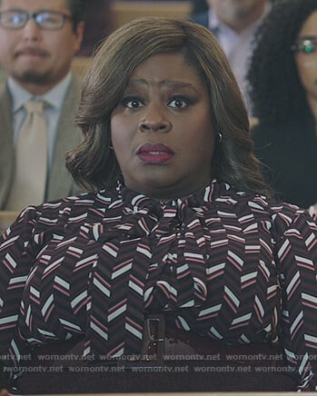Ruby's geometric print blouse on Good Girls