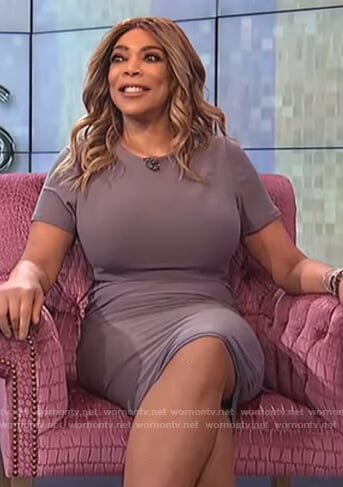 Wendy's gray stretch midi dress on The Wendy Williams Show