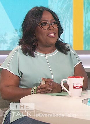 Sheryl's green piping trim top on The Talk