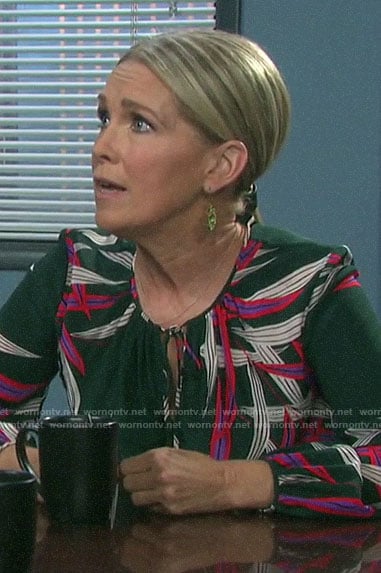 Jennifer's leaf print blouse on Days of our Lives