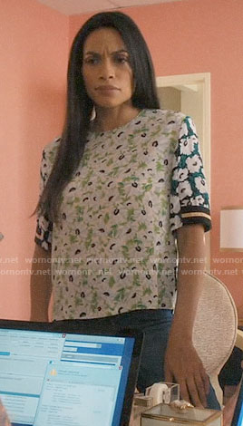 JR's mixed floral top on Jane the Virgin