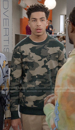 Junior's green camo sweater on Black-ish