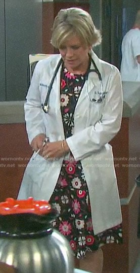 Kayla's floral fit and flare dress on Days of our Lives
