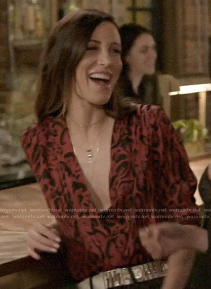 Kelly's red leopard print blouse on Very Cavallari