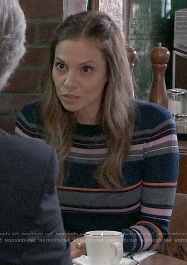 Kim's mixed stripe sweater on General Hospital