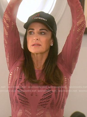 Kyle's pink laser-cut top on The Real Housewives of Beverly Hills