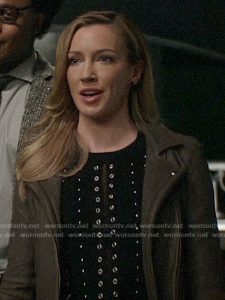 Laurel's studded sweater and leather jacket on Arrow