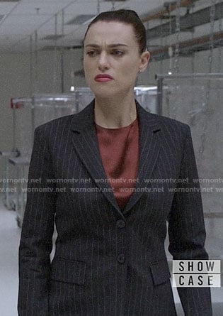 Lena's pinstripe suit on Supergirl