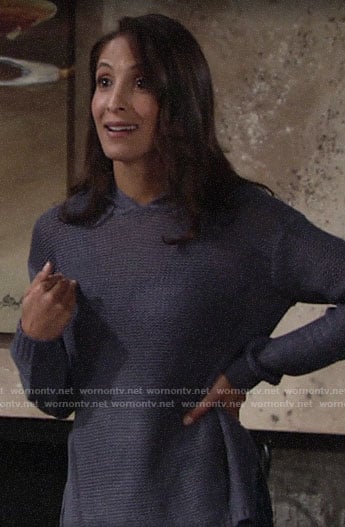 Lily's blue hooded sweater on The Young and the Restless