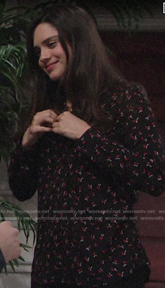 Lola's black cherry print shirt on The Young and the Restless