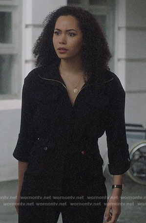 Macy's black utility jumpsuit on Charmed