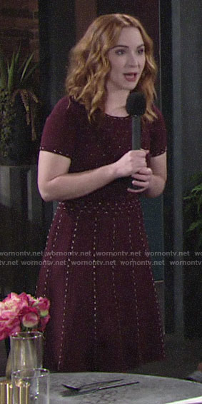 Mariah's burgundy studded dress on The Young and the Restless