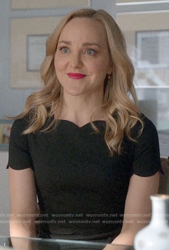 Marissa's black scalloped dress on Bull